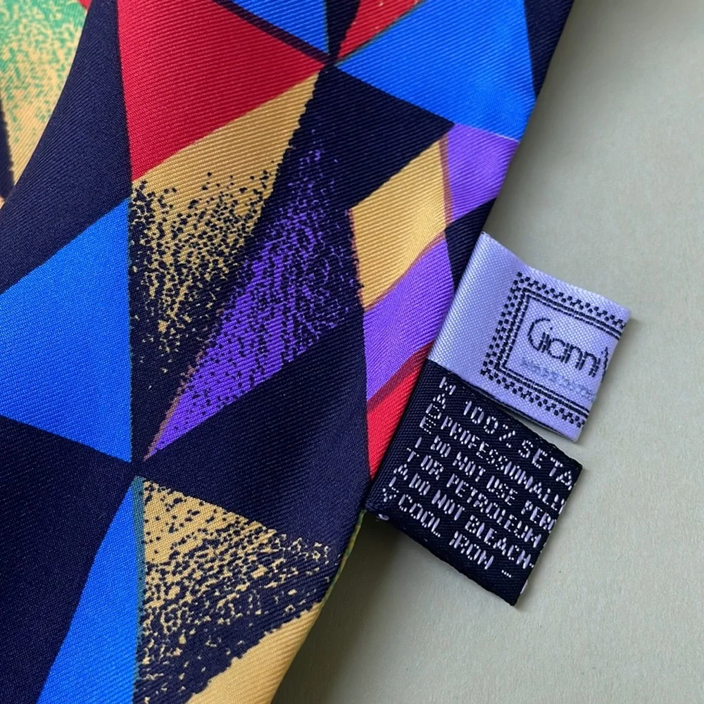New vintage bright multicolored Gianni Versace silk double sided scarf